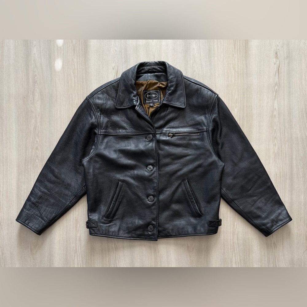 Tannery West Black Leather Button-Front Jacket